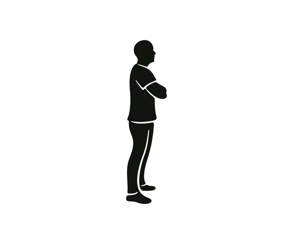 Homem Pleno Crescimento Com Braços Cruzados Design Logotipo Silhueta Homem — Vetor de Stock