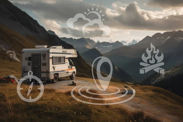 Motorhome Recreational Vehicles Camping Travel Illustration Augmented Reality Generative Camp — Stock Photo, Image