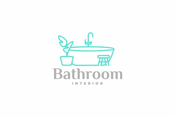 Interior Elegante Banheiro Estilo Moderno Eco Friendly Com Design Logotipo —  Vetores de Stock