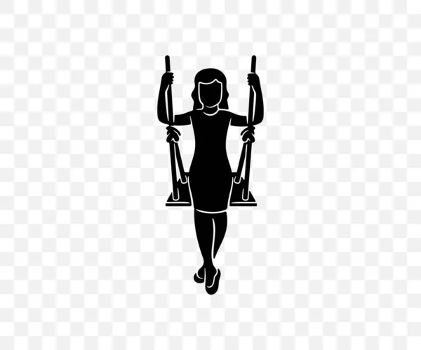 Femme Fille Balance Sur Une Balançoire Silhouette Graphisme Loisirs Divertissements — Image vectorielle