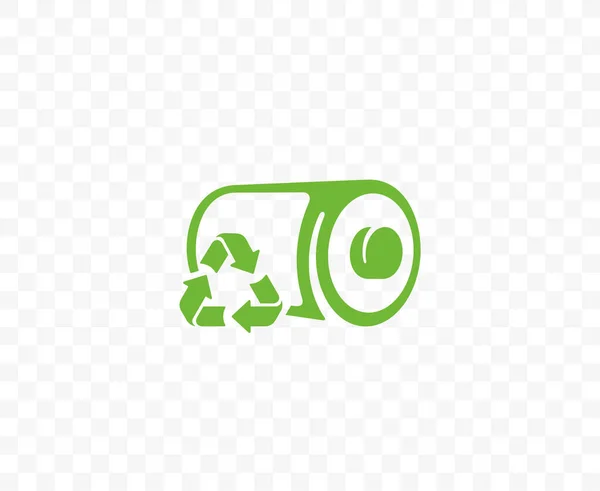 Zielona Bateria Proces Recyklingu Projektu Logo Baterii Ekologiczny Recykling Baterii — Wektor stockowy