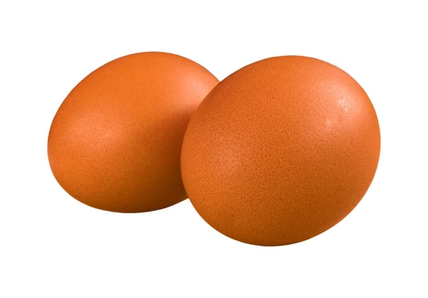 Δύο Καφέ Άψητα Αυγά Κοτόπουλου Απομονωμένα Λευκό Φόντο Τρόφιμα Ασβεστίου — Φωτογραφία Αρχείου