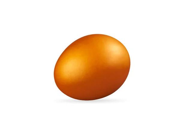 Один Золотий Метал Куряче Яйце Ізольовано Білому Тлі — стокове фото