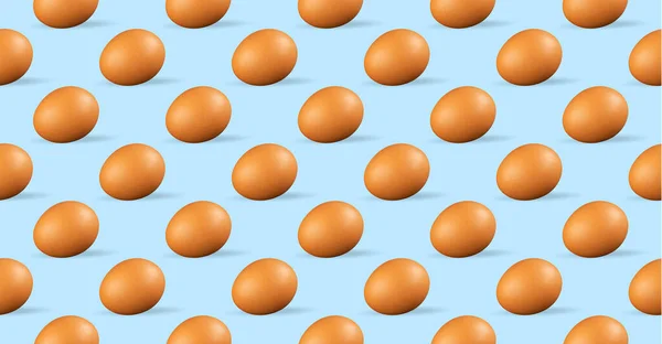 Απρόσκοπτη Μοτίβο Των Αυγών Κοτόπουλου Μπλε Φόντο Φρέσκα Επαναλαμβανόμενα Αυγά — Φωτογραφία Αρχείου