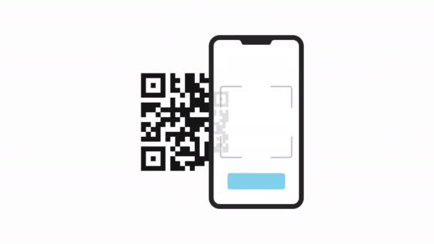 Сканирую Код Оплатить Анимацию Смартфоне Бесконтактная Оплата Мобильным Телефоном Через — стоковое видео