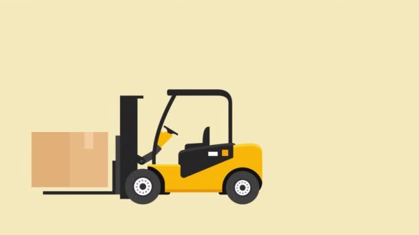 Forklift Φορτωτής Βόλτες Γύρω Από Την Αποθήκη Και Μεταφέρει Φορτίο — Αρχείο Βίντεο