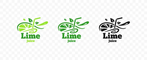 Suco Limão Com Palhas Meia Fruta Limão Com Design Logotipo — Vetor de Stock