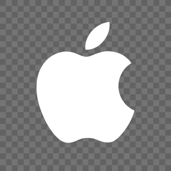Logo Blanco Apple Sobre Fondo Transparente Empresa Estadounidense Tecnología Información — Archivo Imágenes Vectoriales