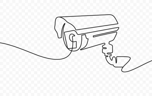 Dibujo Continuo Una Línea Diseño Vectores Cámaras Vigilancia Exteriores Ilustración — Vector de stock
