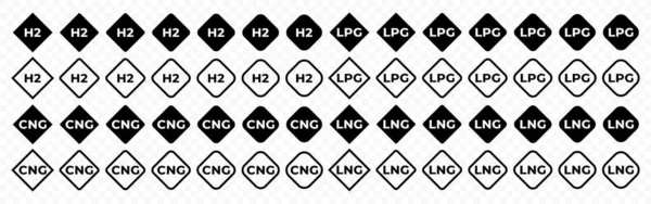 Маркировка Типов Газового Топлива Cng Lpg Lng Газовая Маркировка Топлива — стоковый вектор