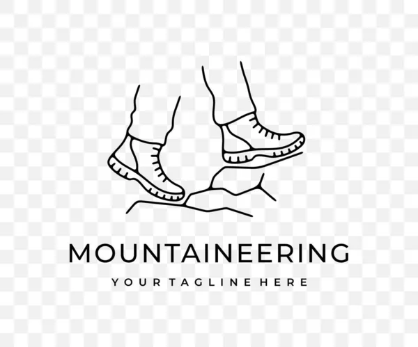 Ноги Чоботях Піші Прогулянки Горах Альпінізм Лінійний Графічний Дизайн Скелелазіння — стоковий вектор