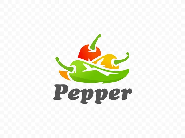 Groene Rode Chili Peper Logo Ontwerp Pittige Chili Peper Vector — Stockvector