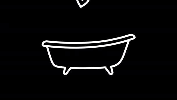 Ванна Кімната Листова Графічна Анімація Альфа Канал Ванна Листям Прозорому — стокове відео