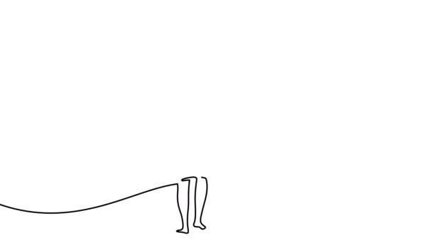 Непрерывный Однострочный Рисунок Пожилой Пары Графической Анимацией Доске Серфинга Разрешение — стоковое видео
