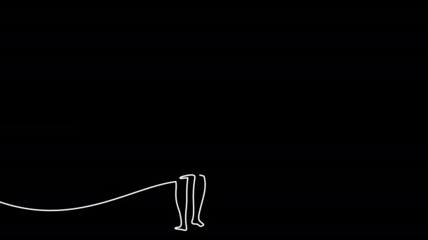Kontinuerlig Linje Ritning Äldre Par Med Surfbräda Grafisk Animation Upplösning — Stockvideo