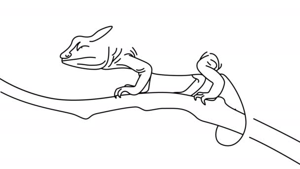 Хамелеон Ползает Вдоль Ветки Дерева Графической Анимации Симпатичный Дизайн Движения — стоковое видео