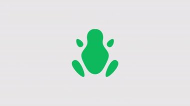 Soyut kurbağa grafik animasyonu. Alfa kanalı. Şeffaf arkaplan hareket dizaynında basit bir kurbağa. 4K çözünürlüğü