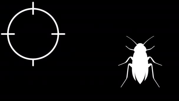 Pest Styra Grafisk Animation Alfakanal Kackerlacka Och Mål Transparent Bakgrund — Stockvideo
