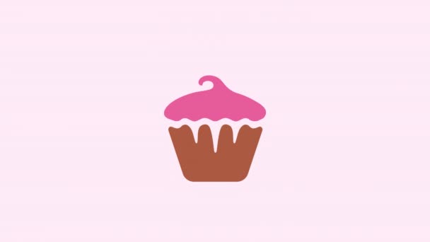 Delicious Cupcake Graphic Animation Sweet Pastries Cherries Motion Design Resolution — Stock Video