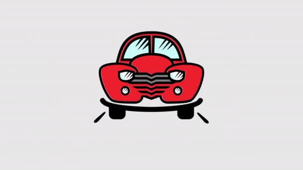 Retro Cartoon Auto Grafische Animatie Alfa Kanaal Auto Rijdt Langs — Stockvideo