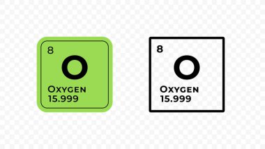 Oksijen, periyodik tablo vektör tasarımının kimyasal elementi
