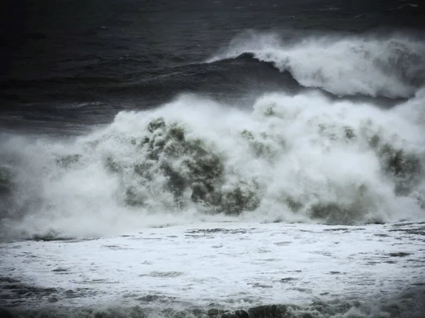 Krockar Stora Havsvågor Gloria Storm Barcelonas Kust Havets Kraft — Stockfoto