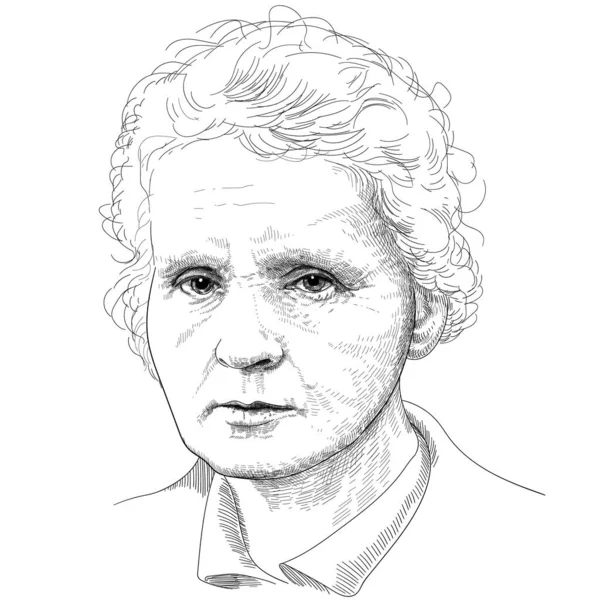 Marie Curie 방사능에 선구적인 연구를 수행한 폴란드의 자연화된 프랑스 물리학자이자 — 스톡 벡터