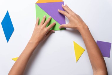Crafts, games and puzzles with colored cards for young children