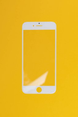 Telefon için cam değiştirme, mobil cihazları tamir etmek için yedek parça. Küçük işletme konsepti ve hizmet reklamı, dikey görüntü