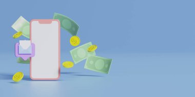 Akıllı telefon, nakit, bildirim mesajı zarfı sosyal medya simgesi