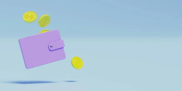 Peněženka Mince Pastelovém Pozadí — Stock fotografie