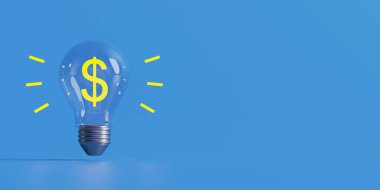 Minimum arkaplanda ampul ve dolar simgesi