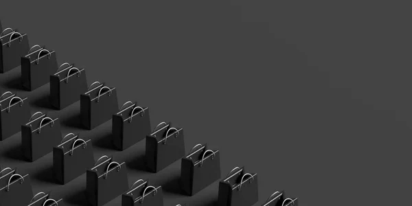 Einkaufstaschen Vor Schwarzem Hintergrund Mit Platz Für Text — Stockfoto