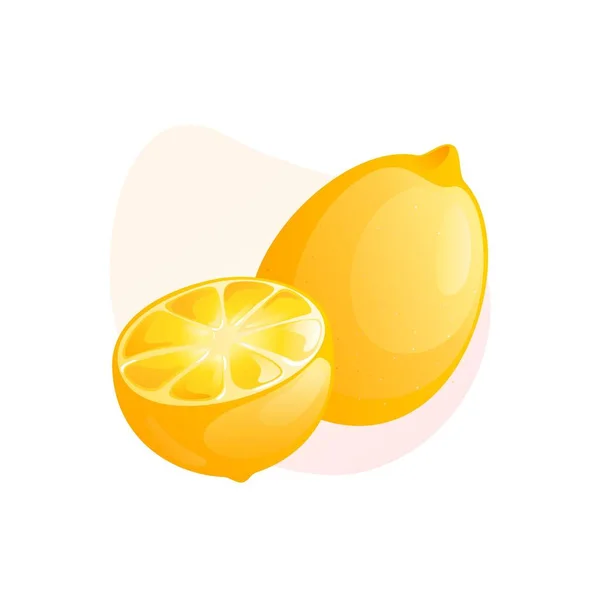レモンとレモンのスライスで描かれた漫画のイラストは ベクターシンボルを分離しました — ストックベクタ