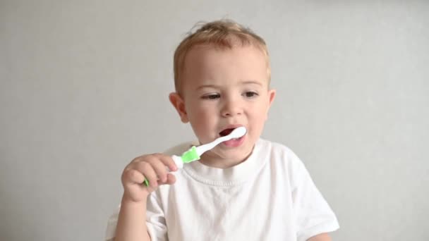 子供は歯ブラシで歯をブラッシングしてる 口腔衛生 小児科 — ストック動画