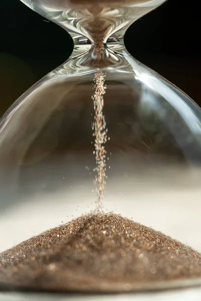 Shiny Sand Running Inverted Hourglass Lasting Certain Amount Time Transience — Stock Photo, Image