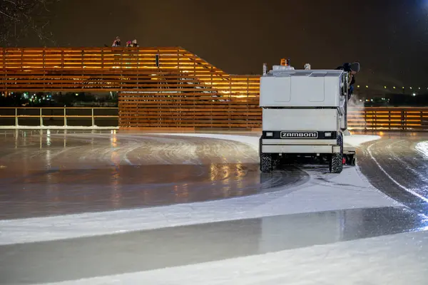 December 2023 Petersburg Russia Ice Preparation Rink Ice Recovery Maintenance — Stock Photo, Image