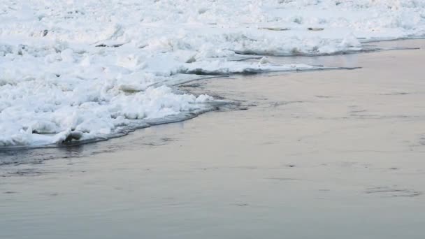 Frozen Surface River Lake Stream Winter Melting Ice Early Spring — Stock Video