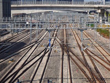 Guangzhou Çin 'deki tren rayları.
