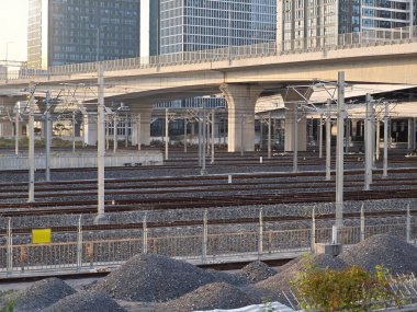 Guangzhou Çin 'deki tren rayları..