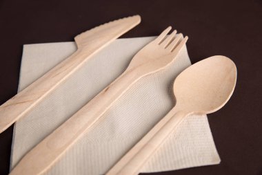 Masada kağıt mendil olan ahşap masa takımı.