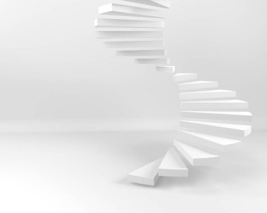 Beyaz arka planlı spiral merdiven