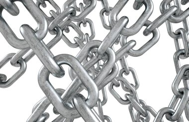 Beyaz zemin ile demir zincirler