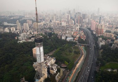 Guangzhou Çin 'deki TV kulesi.