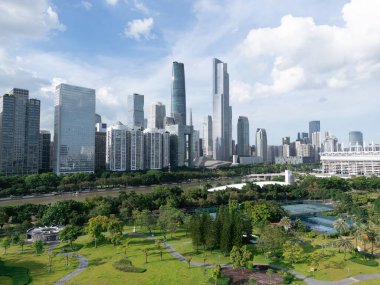 Guangzhou Çin 'deki modern şehir manzarası