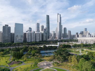 Guangzhou Çin 'deki modern şehir manzarası