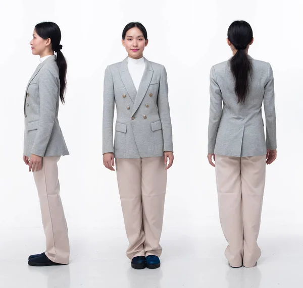 Pleine Longueur 20S Asiatique Femme Porter Formelle Affaires Blazer Costume — Photo