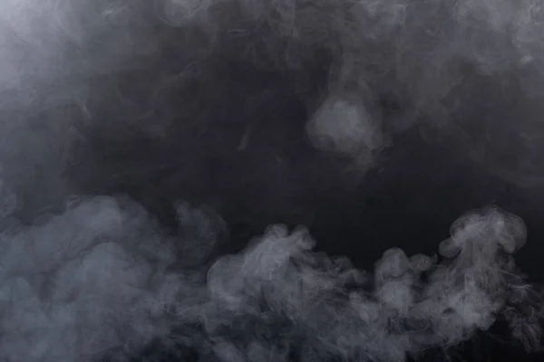 Πυκνά Χνουδωτά Παφ Από Λευκό Καπνό Και Ομίχλη Μαύρο Φόντο — Φωτογραφία Αρχείου