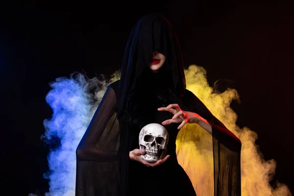 Viejo Disfraz Bruja Mujer Hechizo Magia Terror Noche Del Horror — Foto de Stock