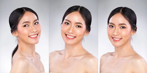 Portrait Face Shot Belle Jeune Femme Asiatique Mode Cosmétique Maquillage — Photo